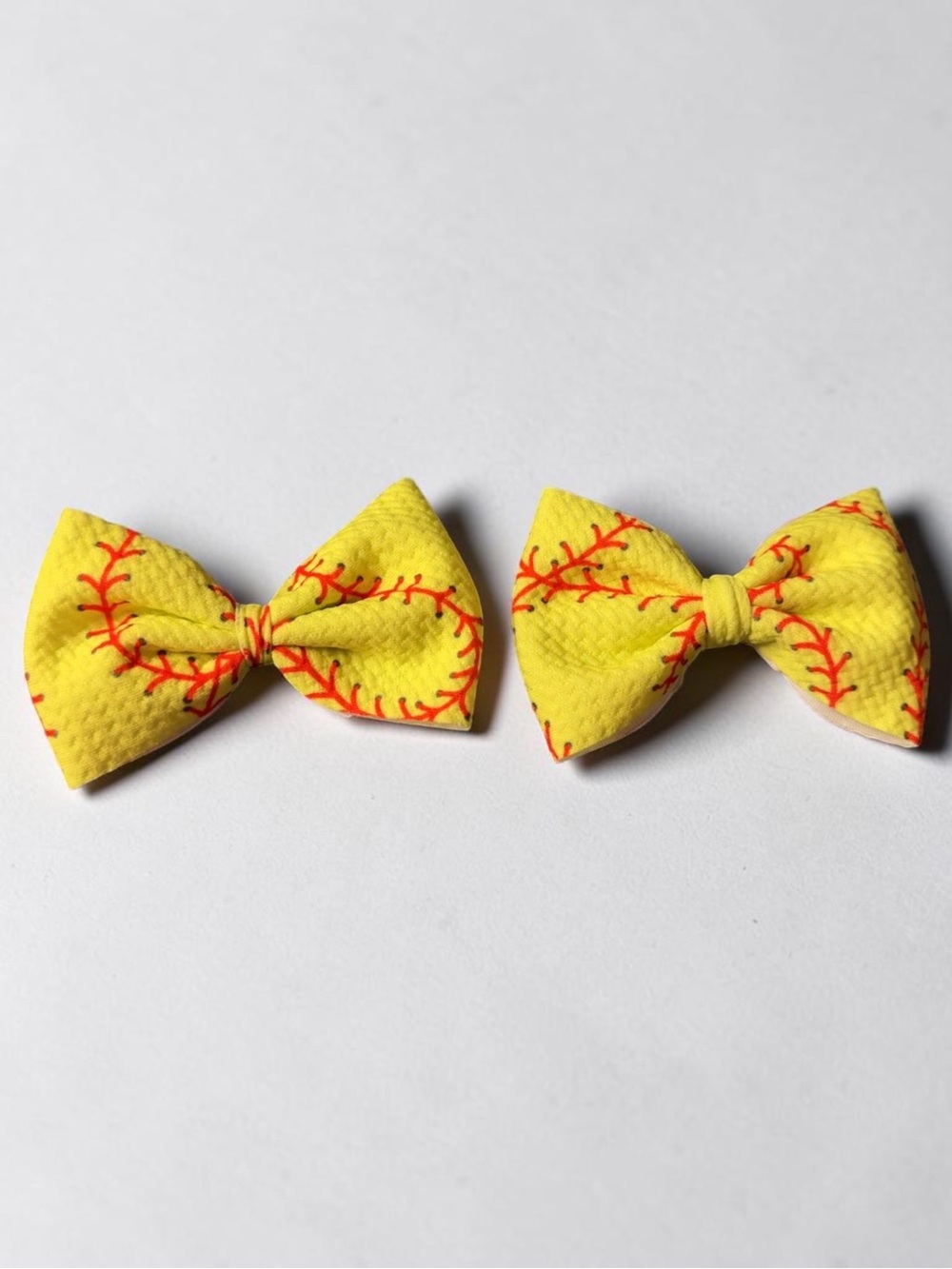 Yellow Softball Pattern Kids Hair Bows for Piggies on Clips